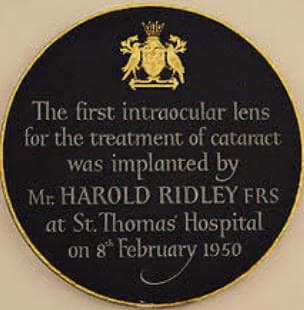 Harold Ridley Plaque